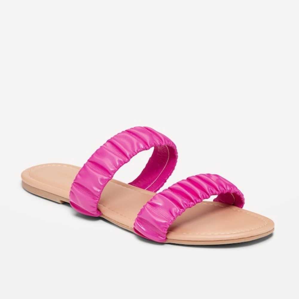 Faux-Leather Ruched Sandals